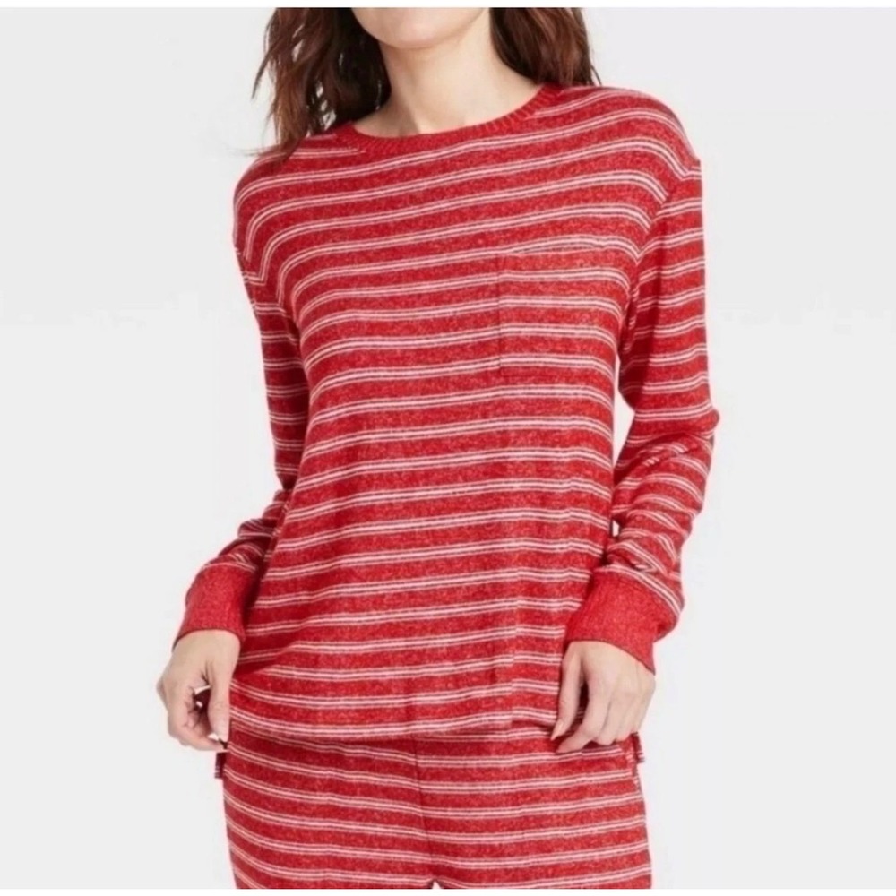 Stars Above Pajama Set Women XL Red White Striped Long Sleeve Joggers Loungewear